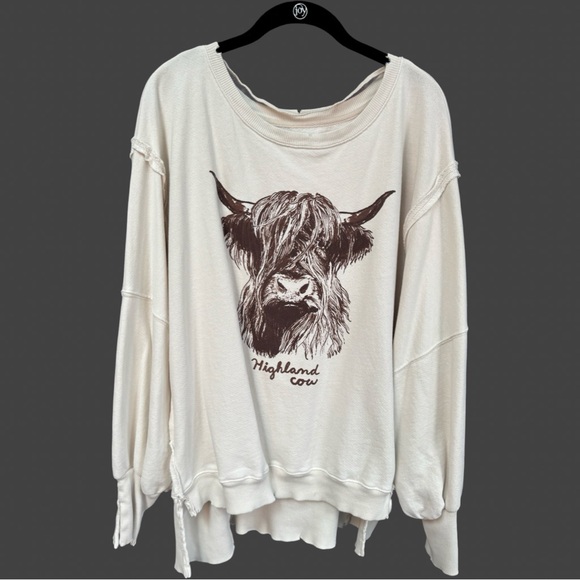 We The Free Camden Oversized Sweatshirt Highland Cow - Picture 3 of 6
